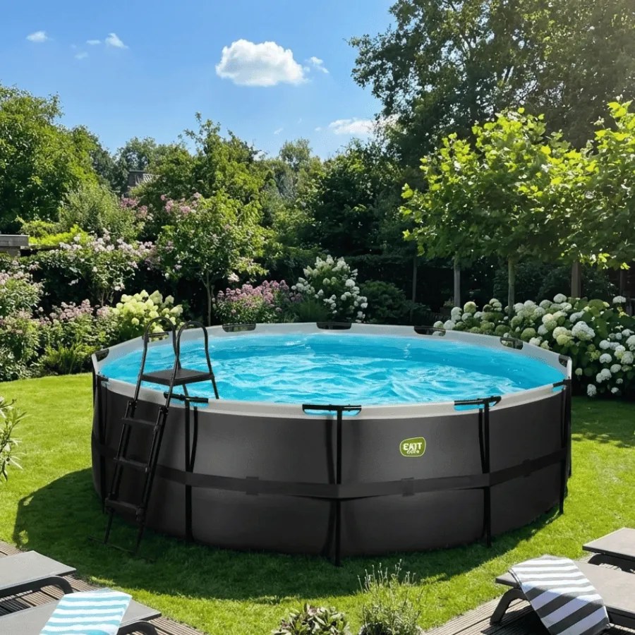 Piscina redonda Black Leather ø427x122cm com bomba de filtragem - preta
