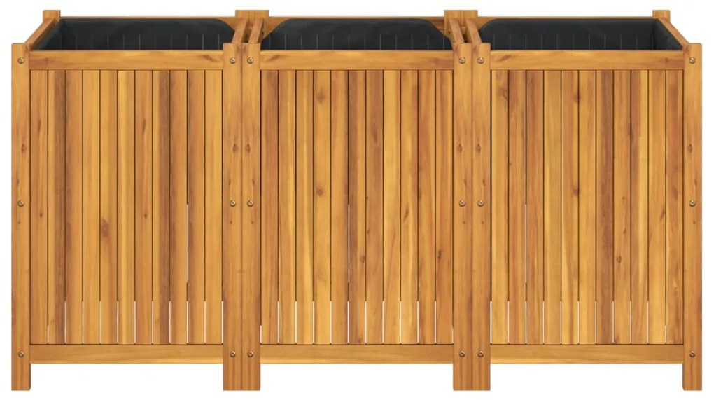 Vaso/floreira de jardim com forro 150x50x75 cm acácia maciça