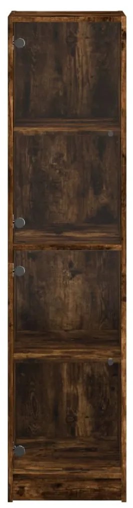 Aparador alto c/ portas de vidro 35x37x142 cm carvalho fumado