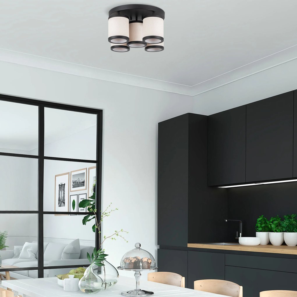 Candeeiro de Teto Way – Preto e Branco – 50 x 50 x 22 cm