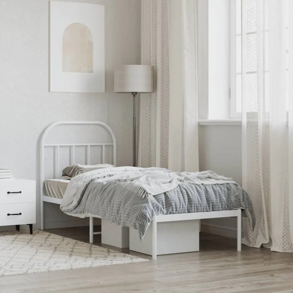 Estrutura de cama sem colchão com cabeceira 75x190 cm branco
