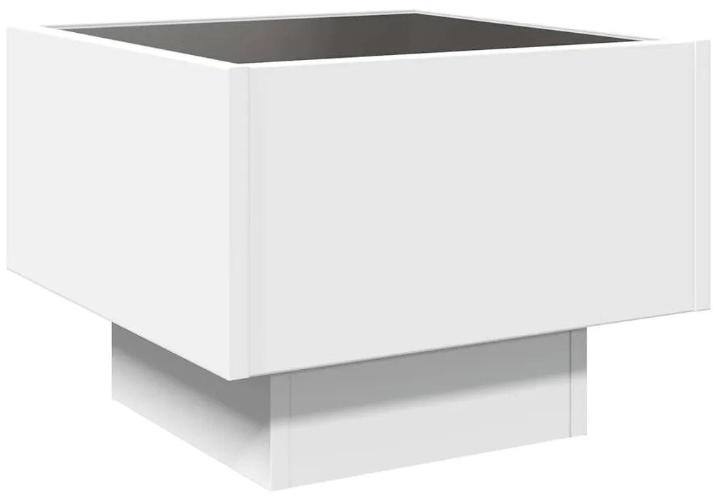 Mesa de apoio c/ LEDs 40x40x30 cm derivados de madeira branco