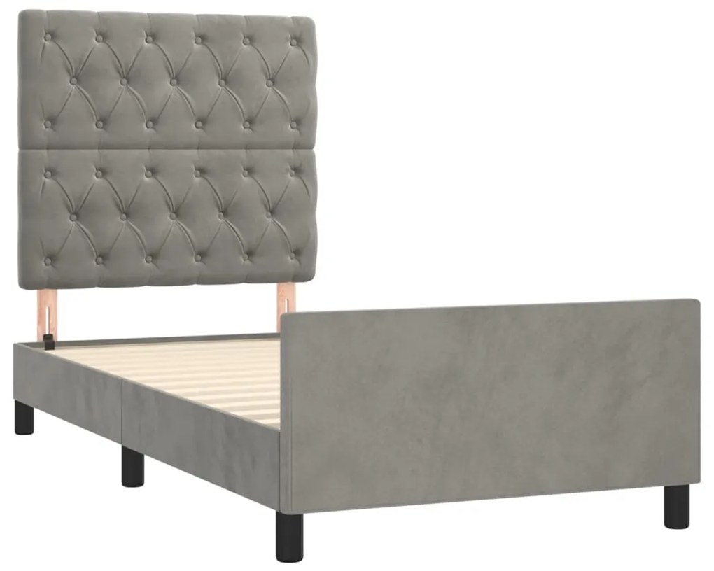 Estrutura de cama sem colchão 80x200 cm veludo cinzento-claro