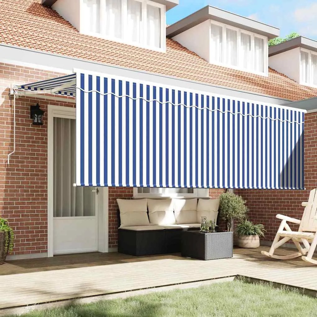Toldo Retrátil Riscas Azul e Branco