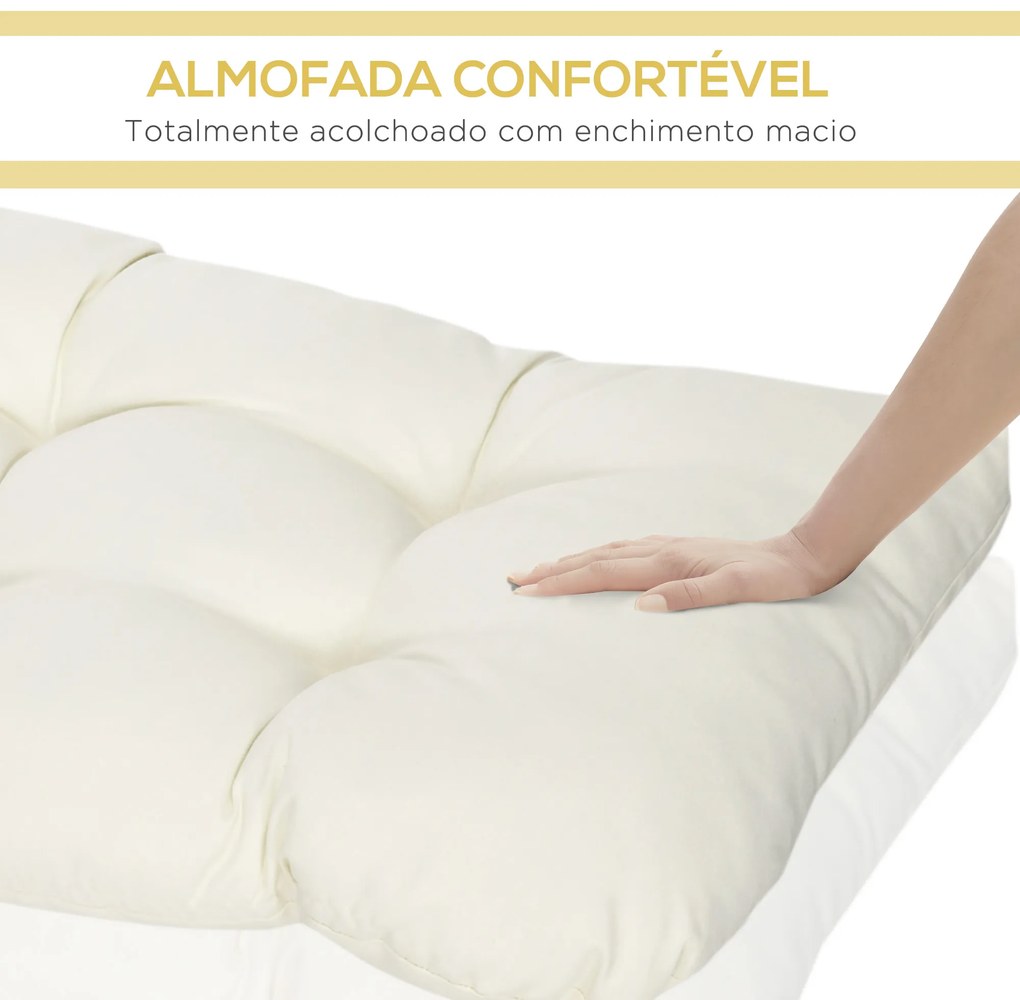 Outsunny Almofada para Bancos de 2 Lugares 110x48x8cm Almofada Retangular para Interiores e Exteriores Lavável com Costura Elegante e Confortável para Bancos Sofás Creme
