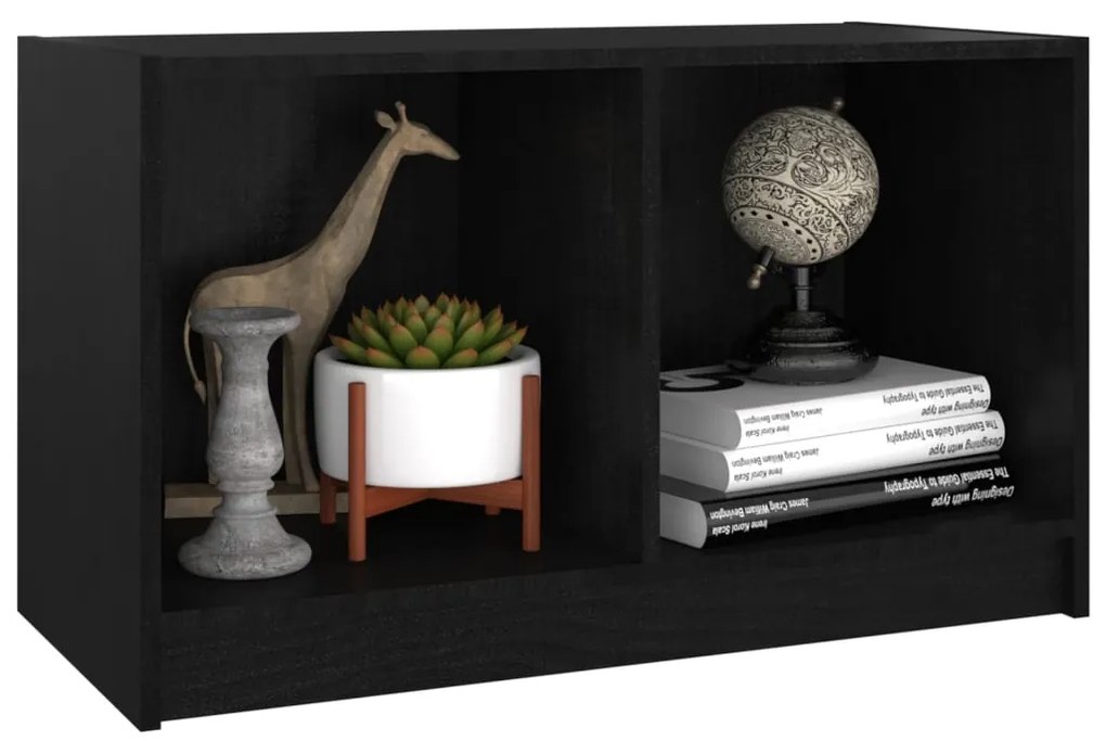 Móvel de TV 70x33x42 cm madeira de pinho maciça preto