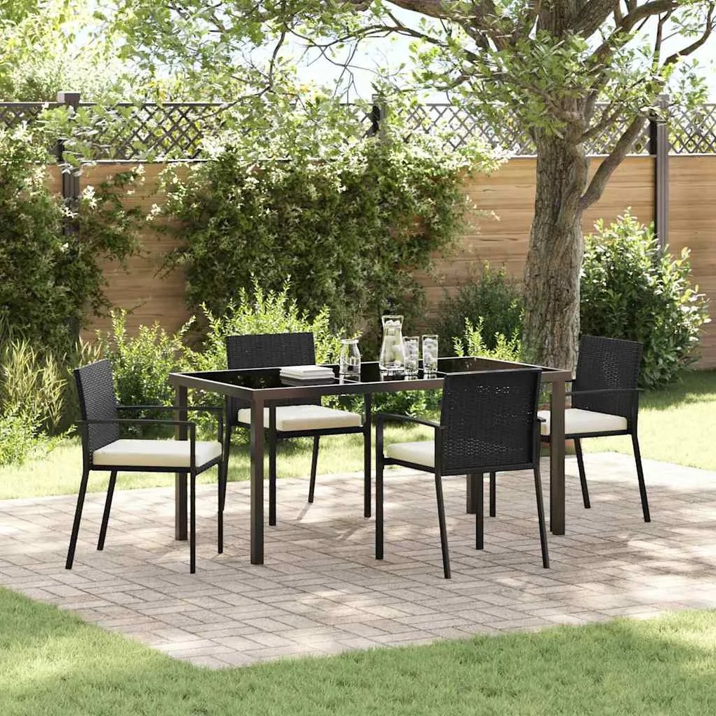 vidaXL Conjunto de Jantar para Jardim 5 pcs Preto Rattan Sintético