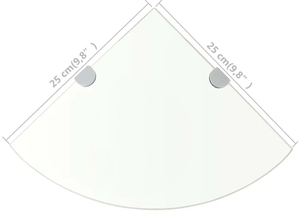 Prateleira canto suportes cromados vidro transparente 25x25cm