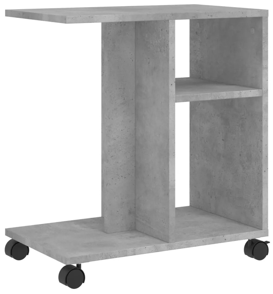 Mesa de apoio com rodas derivados de madeira cinzento cimento