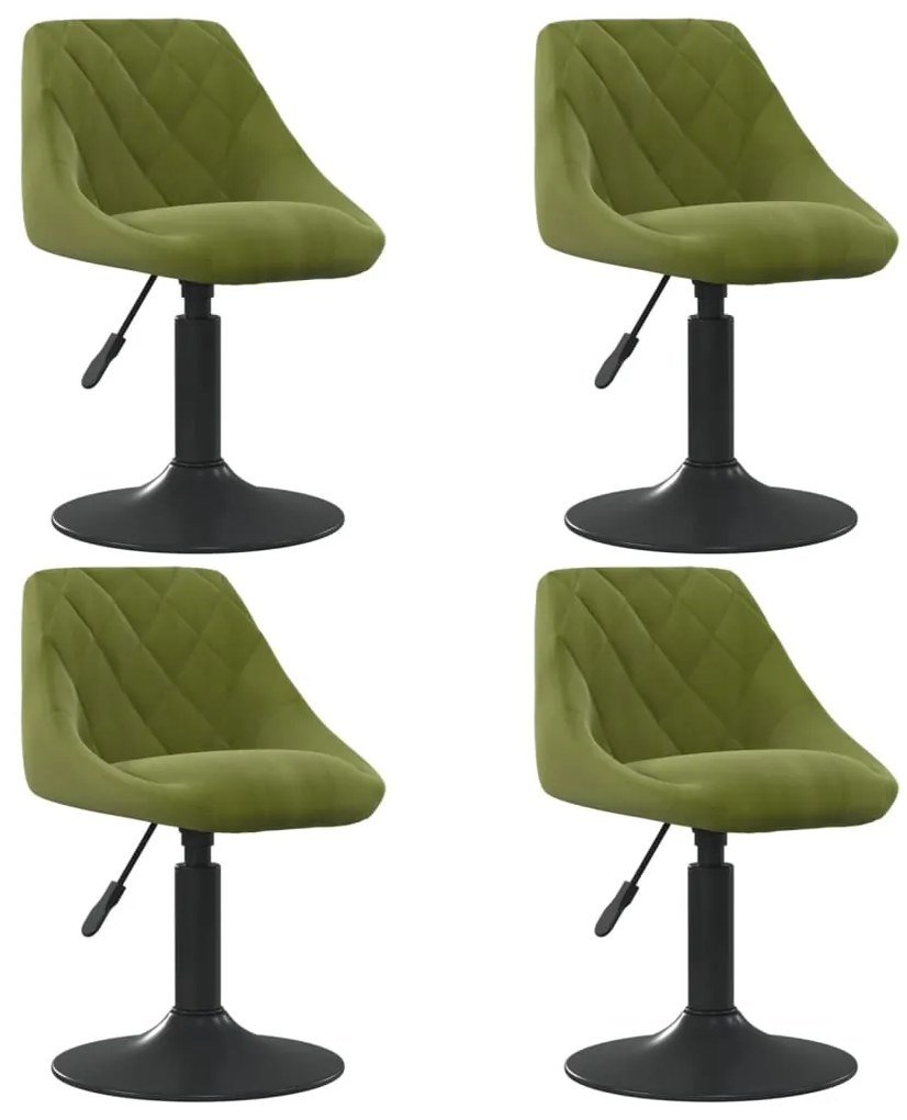 Cadeiras de jantar giratórias 4 pcs veludo verde-claro