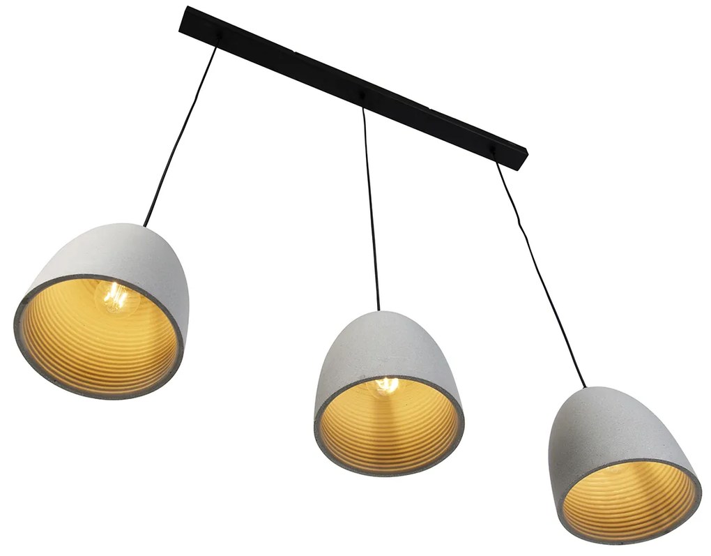 Moderne hanglamp zwart met grijs beton 3-lichts - Eton Moderno
