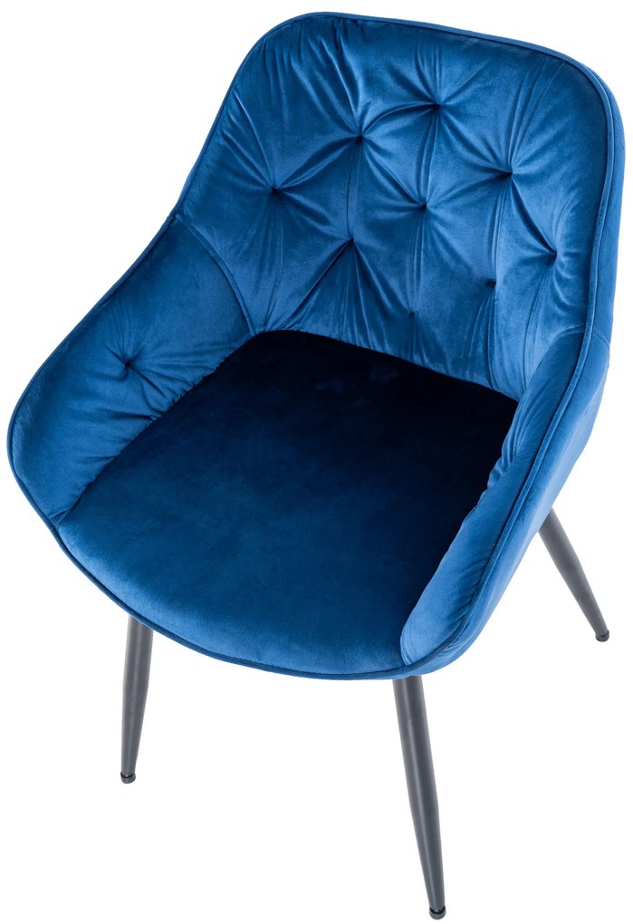 Cadeira de sala de jantar Cassis com estofo em veludo 81 x 56 x 58 cm Azul