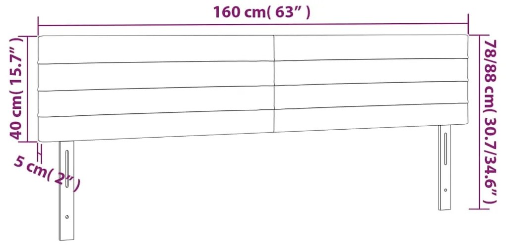 Cabeceira de cama 2 pcs veludo 80x5x78/88 cm cinzento-escuro