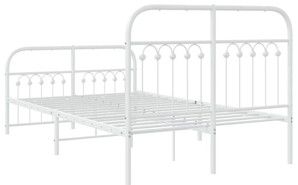 Estrutura de cama com cabeceira e pés 120x190 cm metal branco