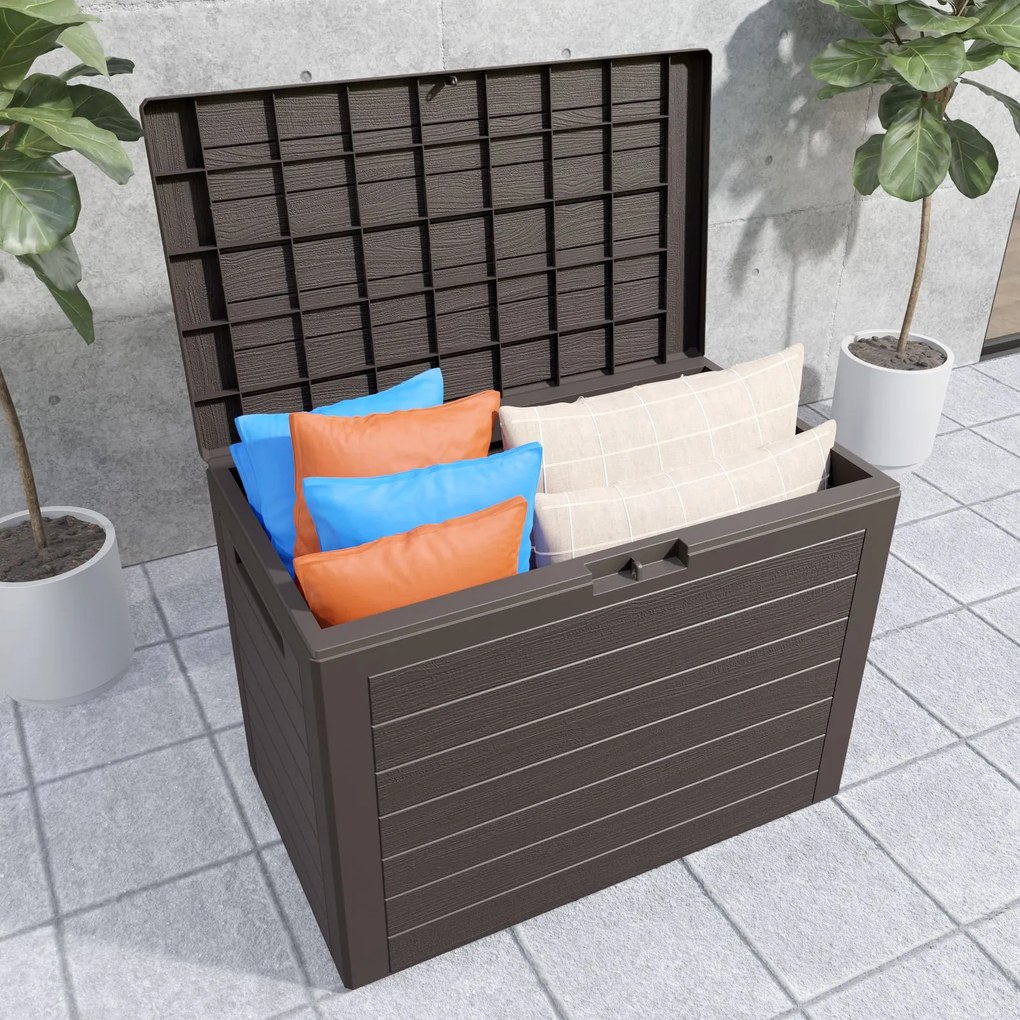 Caixa de almofadas jardim Lille em Plástico (polipropileno) 190L 78 x 44 x 55 cm castanha