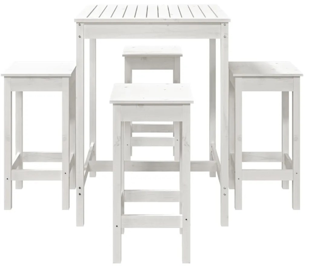 5 pcs conjunto de bar para jardim pinho maciço branco