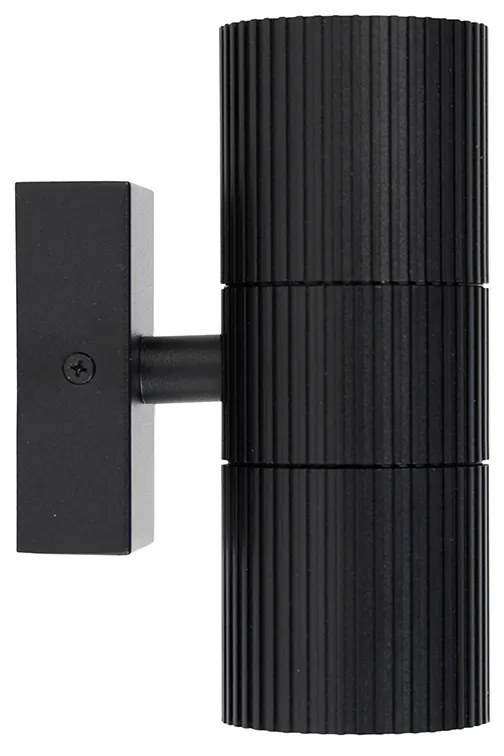 Candeeiro de parede industrial para exterior preto 2 luzes IP44 - Vigo