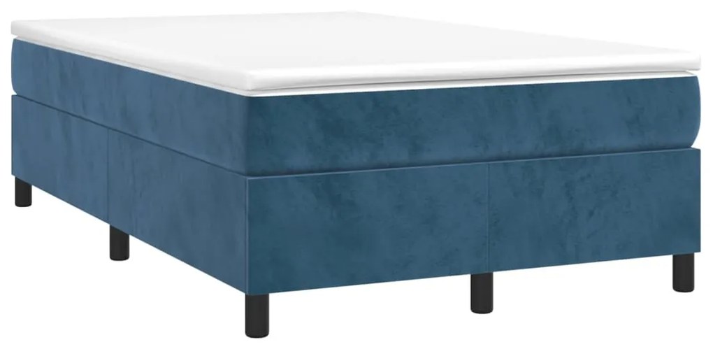 Cama boxspring com colchão 120x200 cm veludo azul-escuro