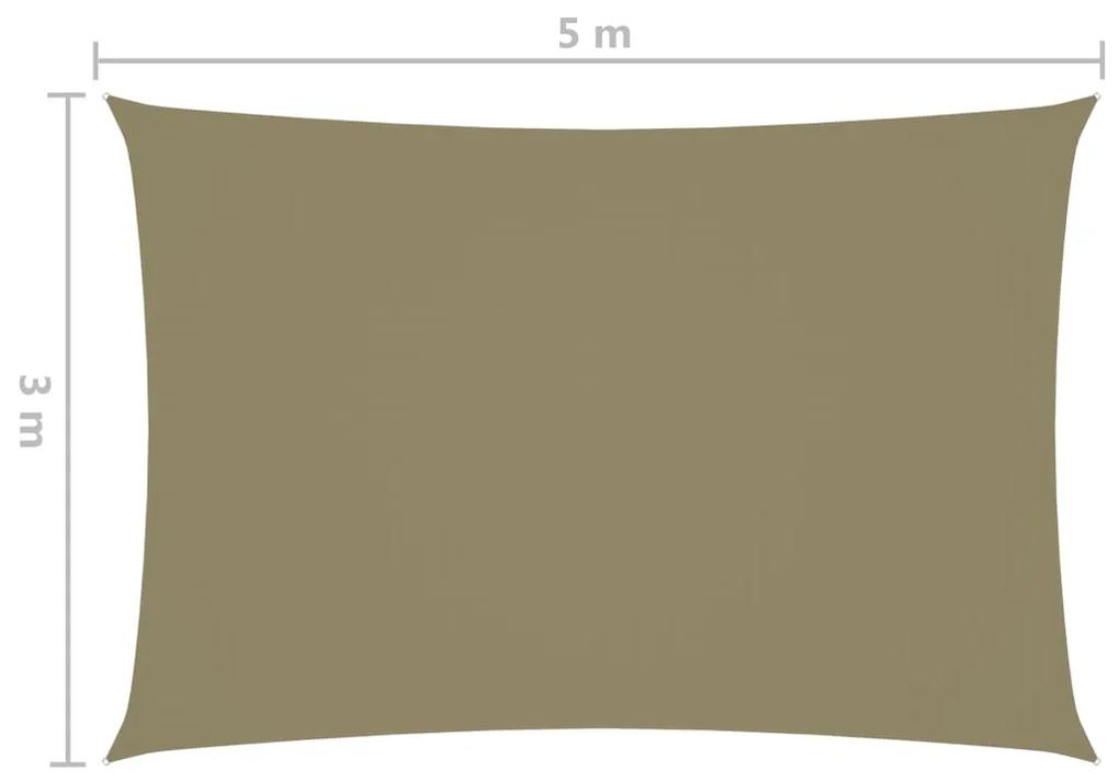 Para-sol estilo vela tecido oxford retangular 3x5 m bege