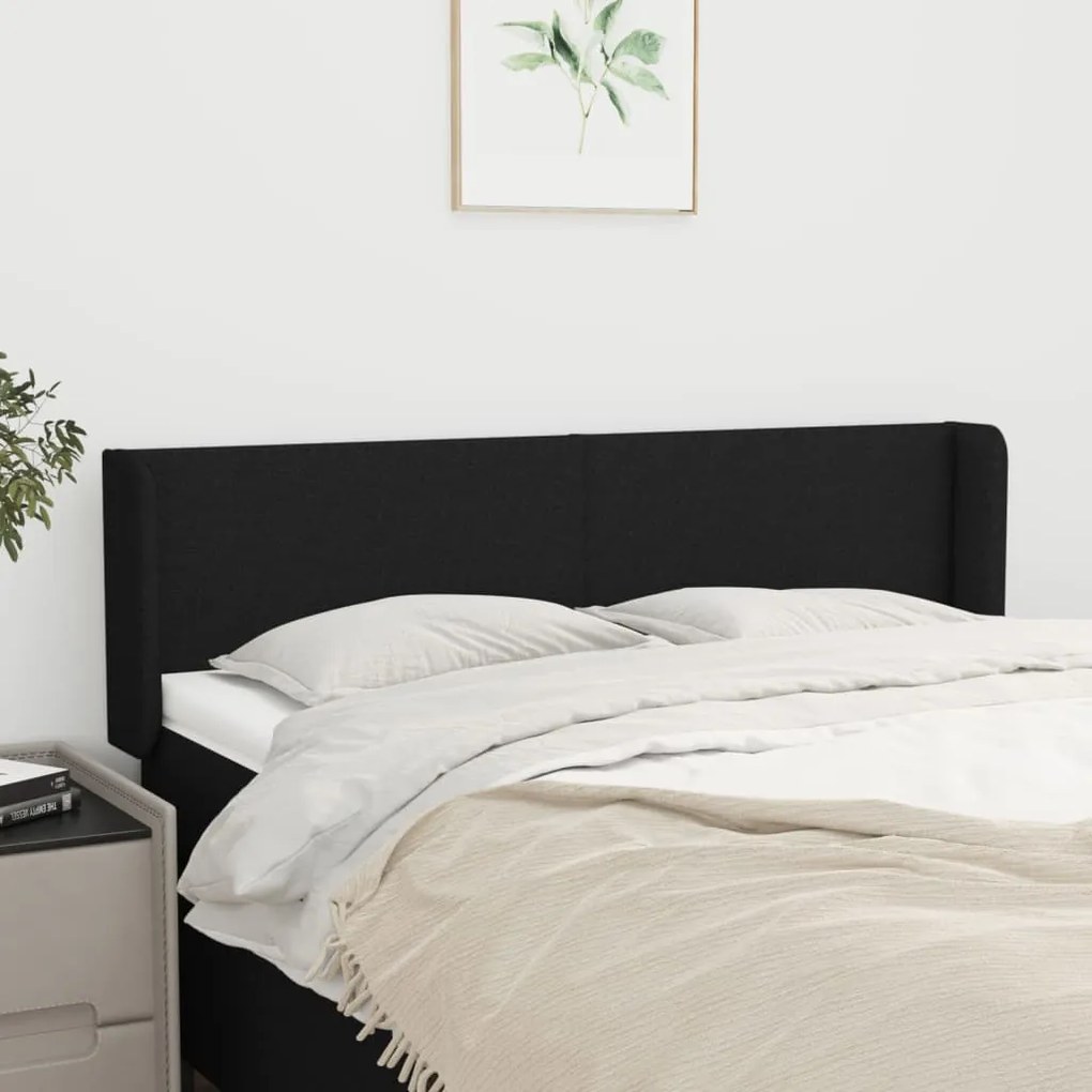 Cabeceira de cama c/ abas tecido 147x16x78/88 cm preto