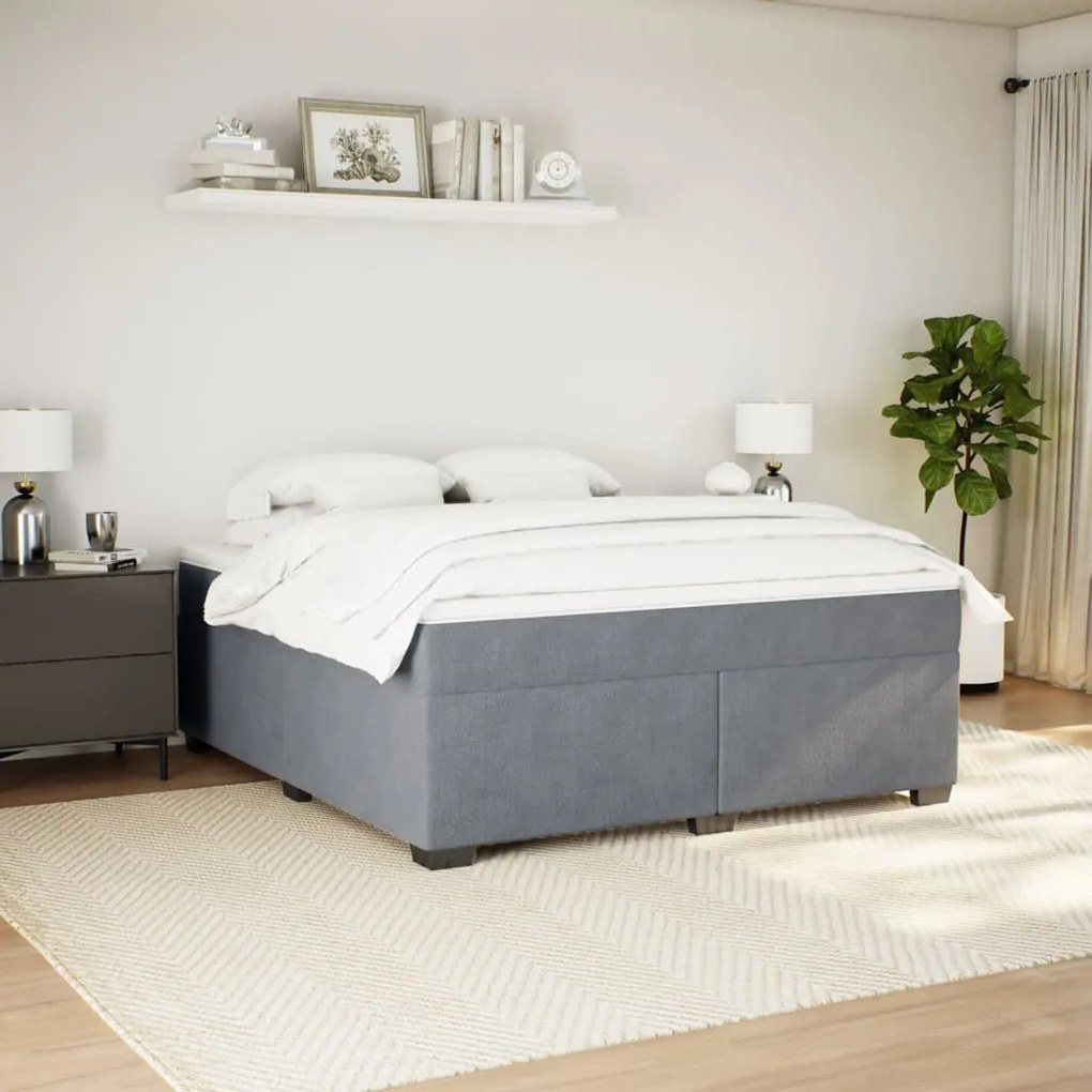 Cama com molas/colchão 180x200 cm veludo cinzento-escuro
