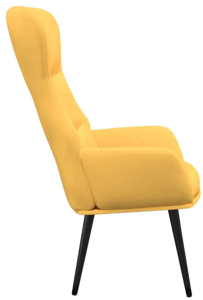 Cadeira de descanso com banco tecido amarelo mostarda