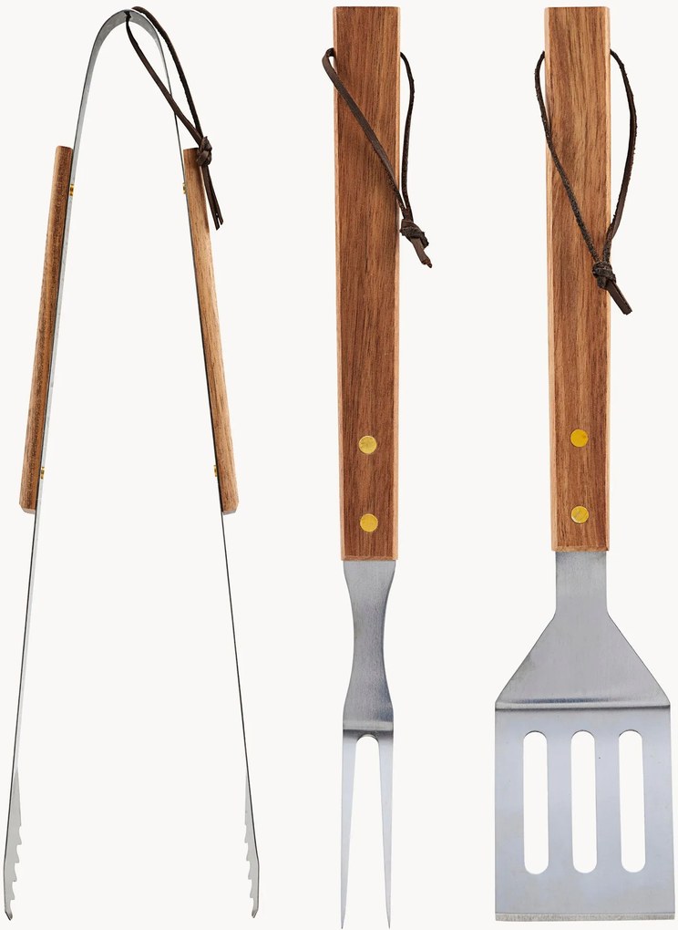 Utensílios de cozinha em aço inoxidável BBQ, conjunto de 3