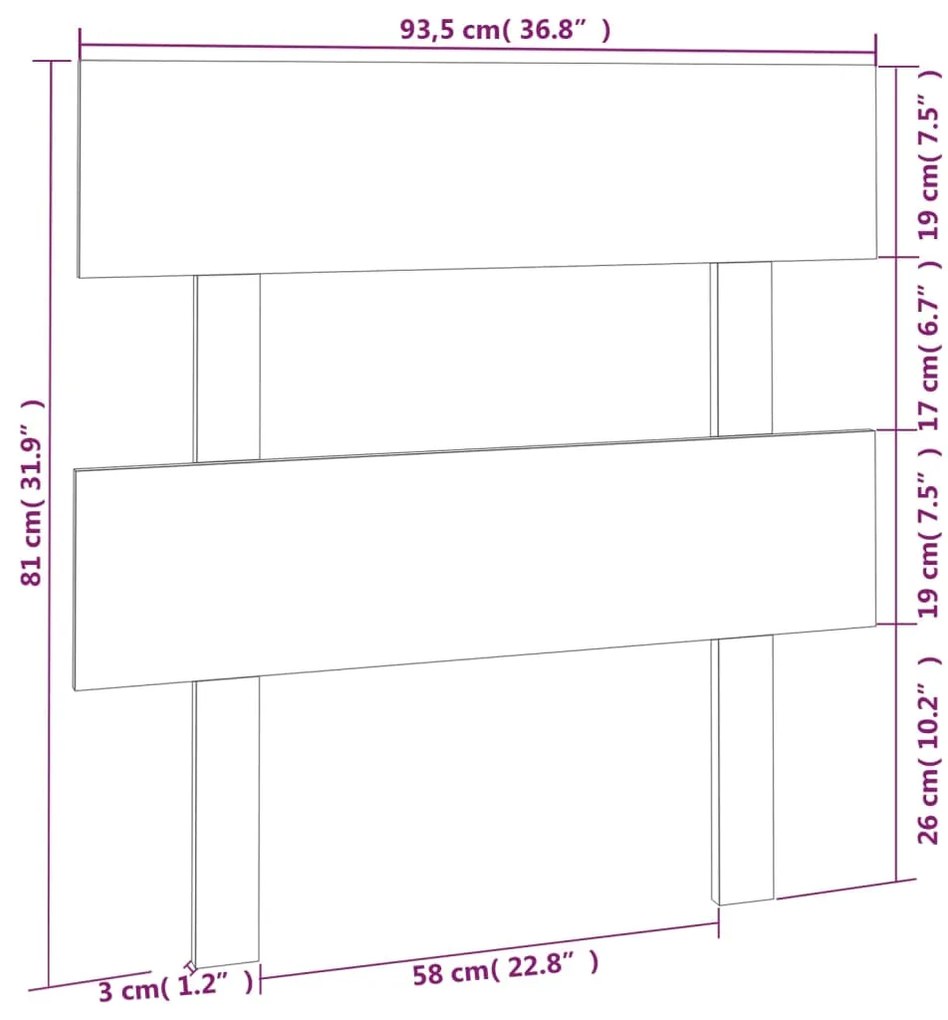 Cabeceira de cama 93,5x3x81 cm pinho maciço cinzento