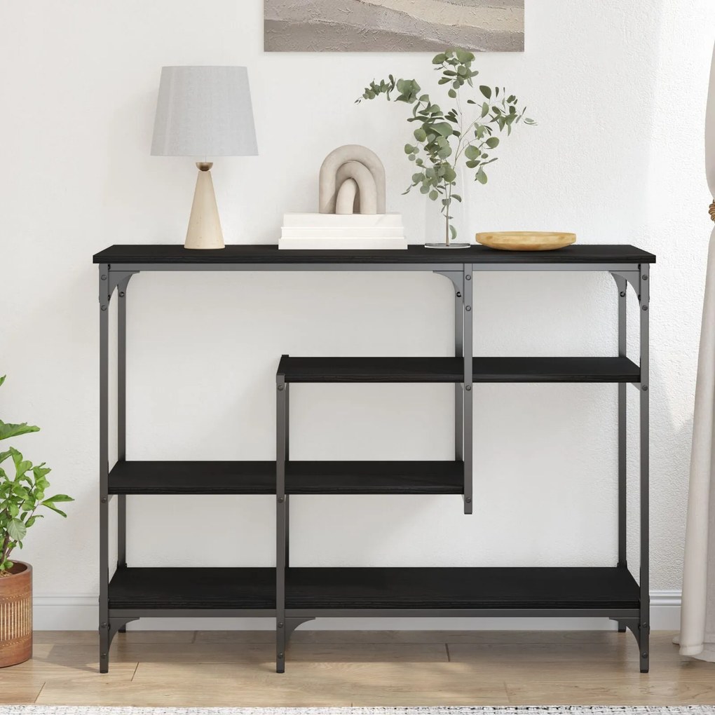 Mesa de Consola vidaXL Preto Carvalho 100x35x75 cm Madeira Engenharia
