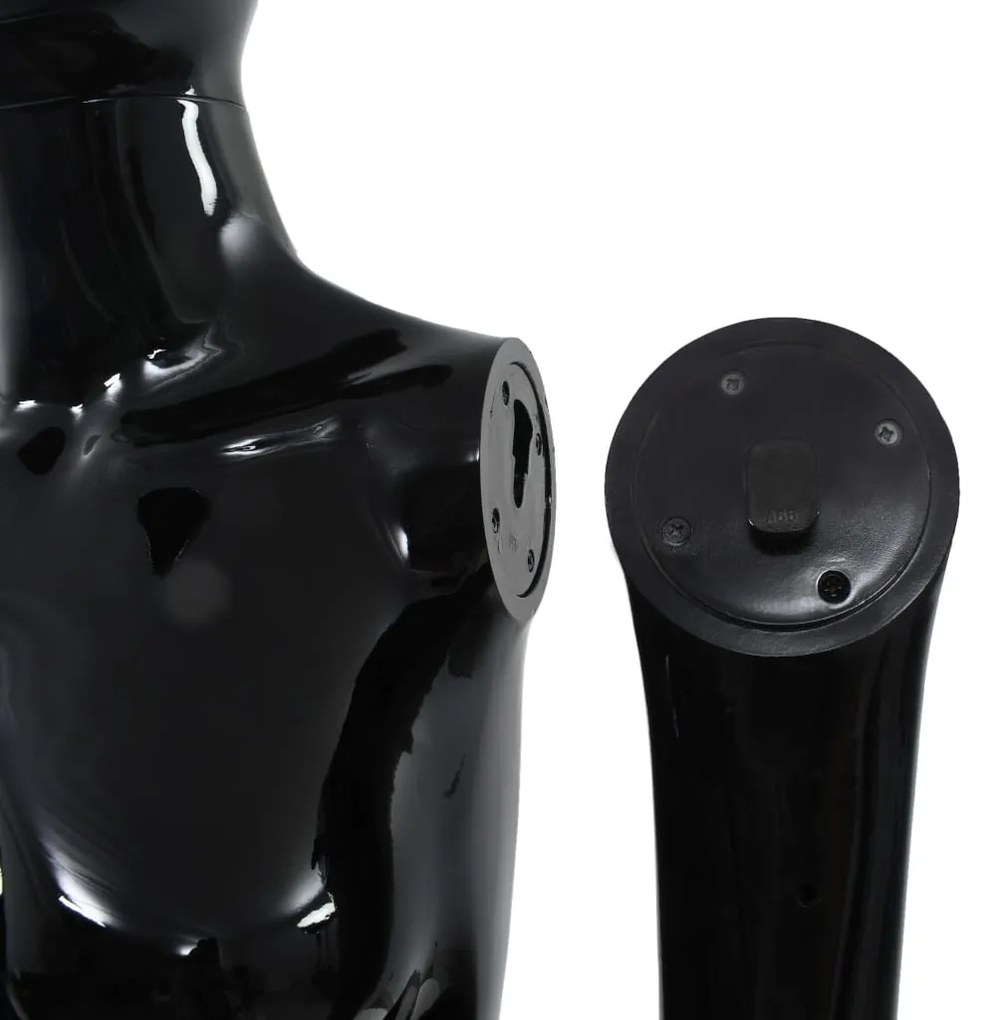 Manequim feminino completo base em vidro 175 cm preto brilhante