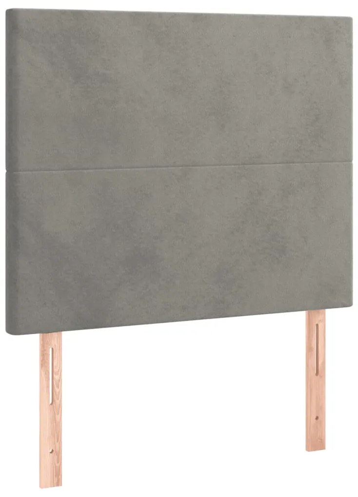 Cama com molas/colchão 100x200 cm veludo cinza-claro