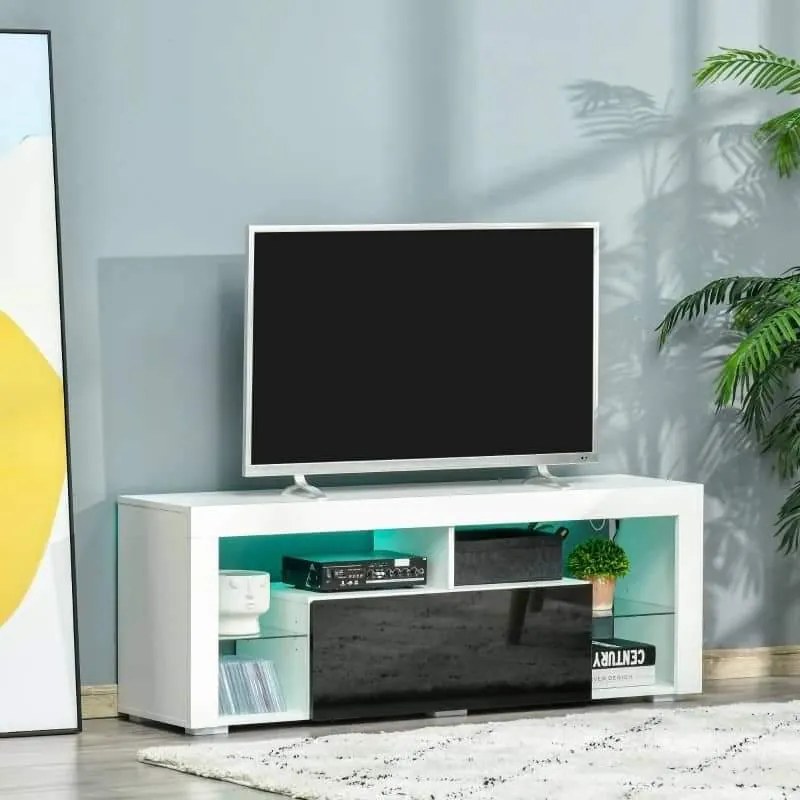 Móvel de TV Sunny - Branco e Preto - Design Moderno