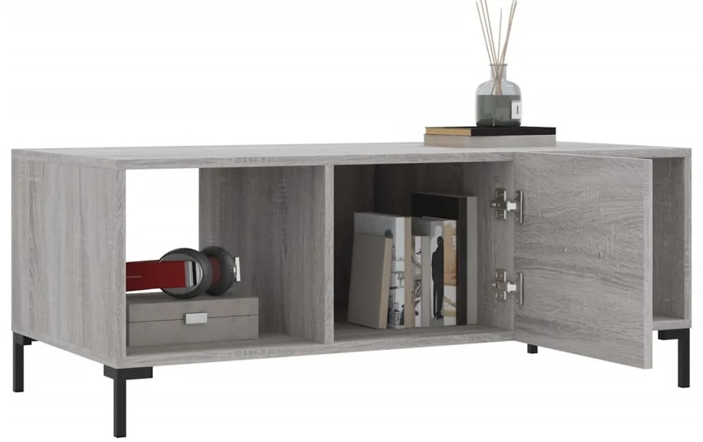 Mesa de centro 102x50x40cm derivados de madeira cinzento sonoma