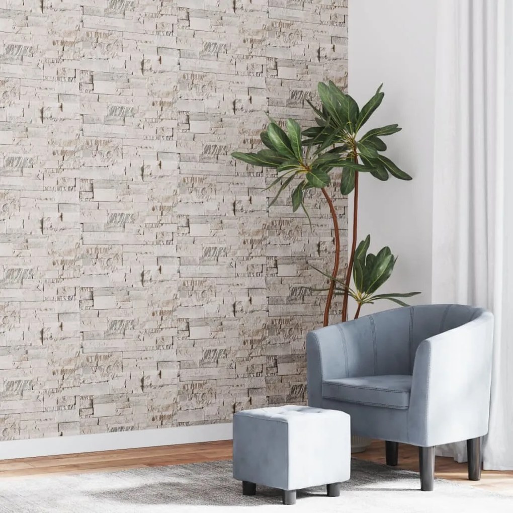 vidaXL Papel parede 3D c/ aspeto de pedra 10x0,53 m não-tecido creme