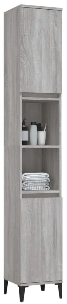 Armário WC 30x30x190 cm derivados de madeira cinzento sonoma