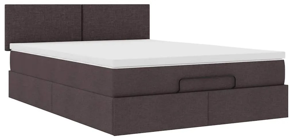 Cama otomana com colchão &amp; LEDs 140x190 cm castanho escuro