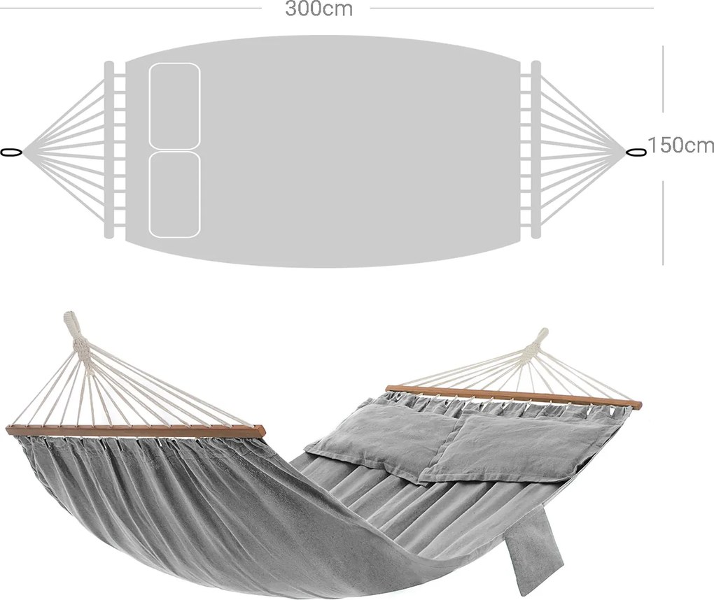 Rede descanso (SUPORTE NÃO INCLUIDO) de exterior 210 x 150 (C x L) cinzenta