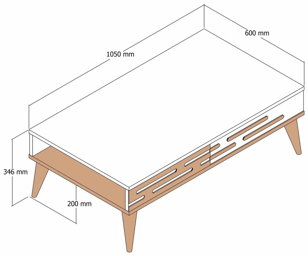 Mesa de Centro Valensiya – Nogueira e Mármore Branco – 105x60x34,6 cm