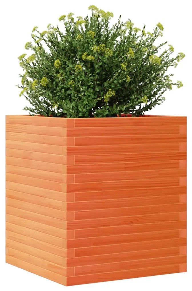 Vaso/floreira de jardim 60x60x68,5 cm pinho maciço castanho mel