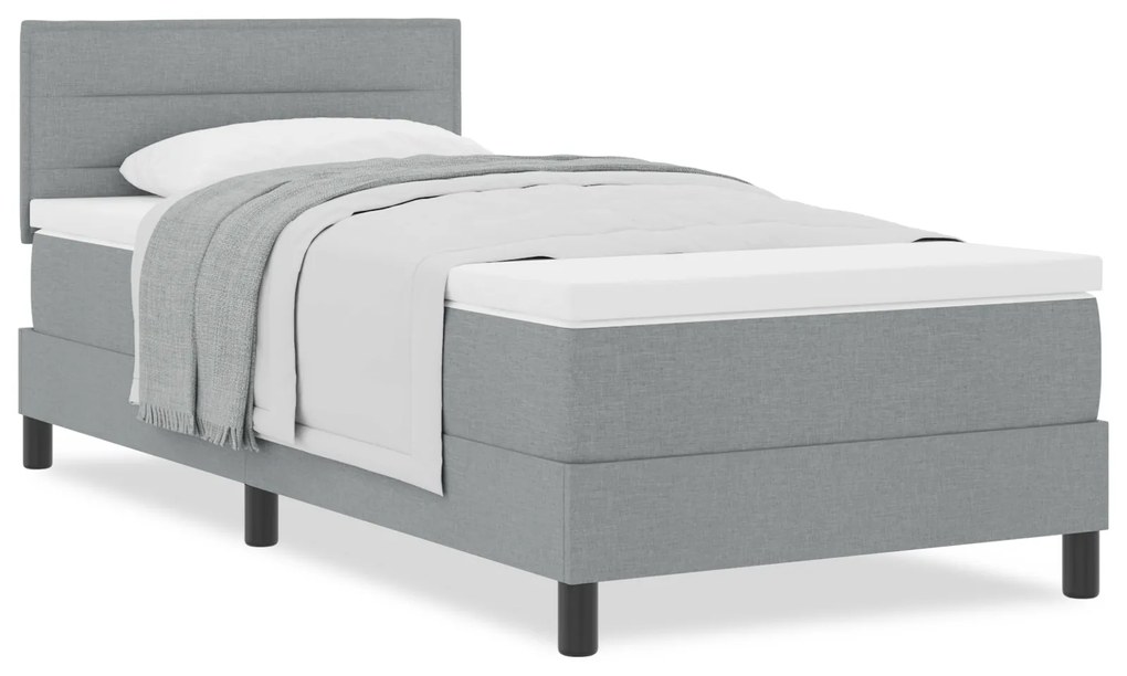 Cama Box Spring com Colchão Cinza Claro 100x200 cm Tecido