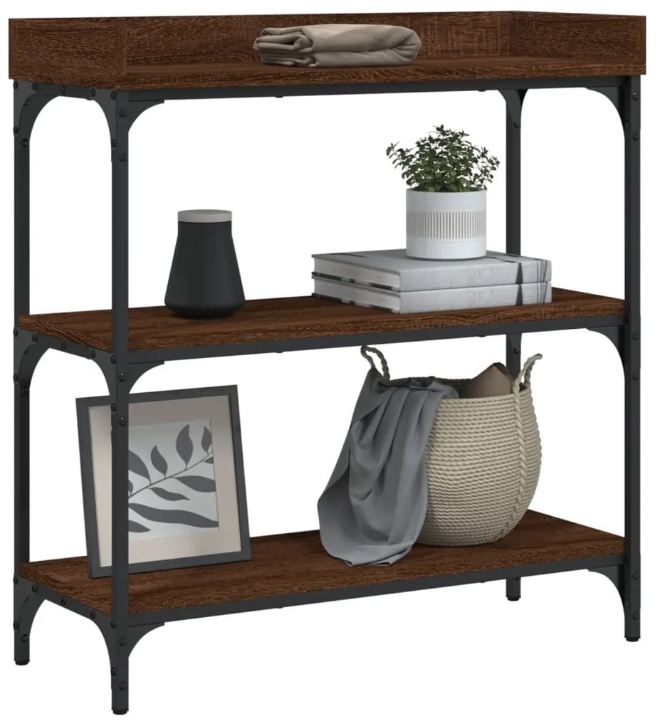 Mesa consola c/ prateleiras 75x30x80 cm carvalho castanho