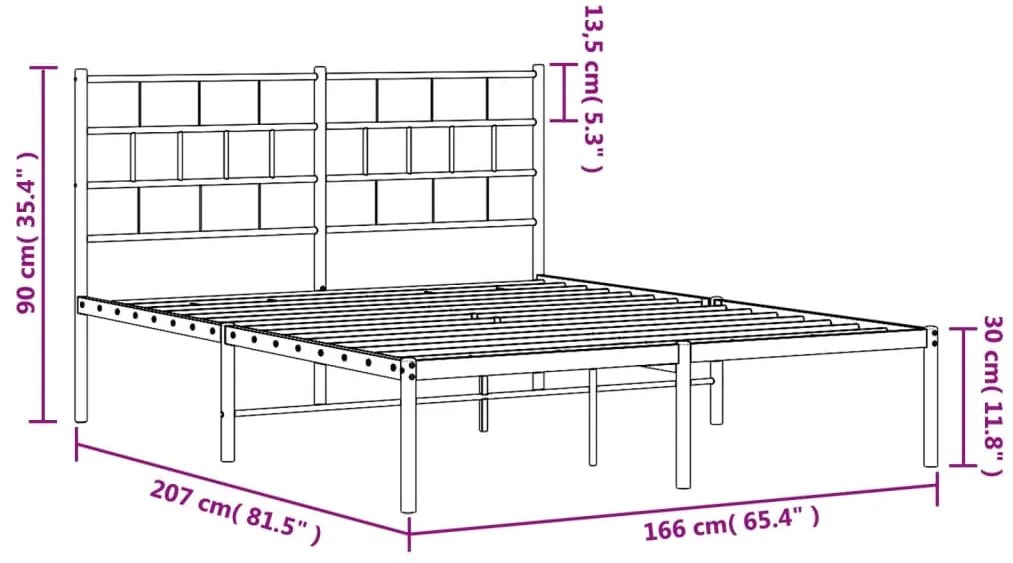 Estrutura de cama com cabeceira 160x200 cm metal preto
