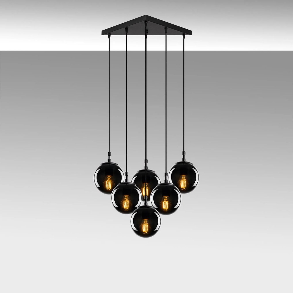 Candeeiro de Teto Efe – Preto Fumado – 55 x 50 cm