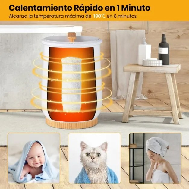 Aquecedor de toalhas 20L Cube Grande com visor LED, controle de 1 botão, temporizador e desligamento automático Aquecedor branco