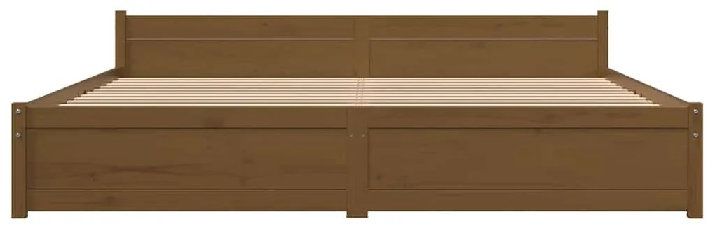Estrutura de cama 200x200 cm madeira maciça castanho mel