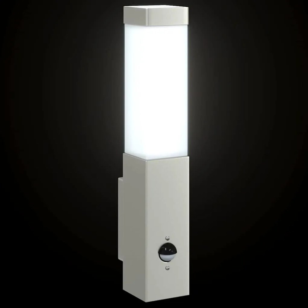Luzes de Parede Externas com Sensor 2 pcs Aço Inoxidável Prata IP44