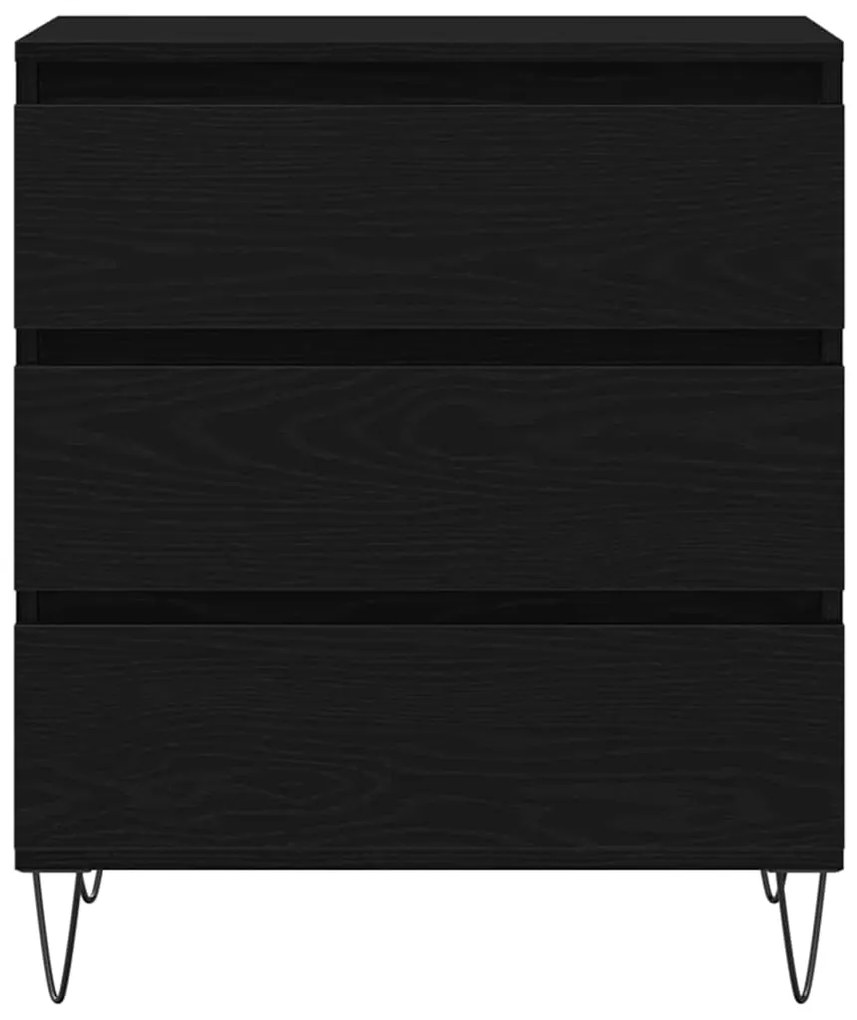 Aparador vidaXL com Gavetas Preto Carvalho 60x35x70 cm Madeira de Enge