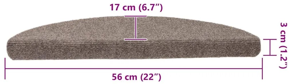 Tapetes escada autoadesivos 10 pcs 56x17x3 cm agulhado bege