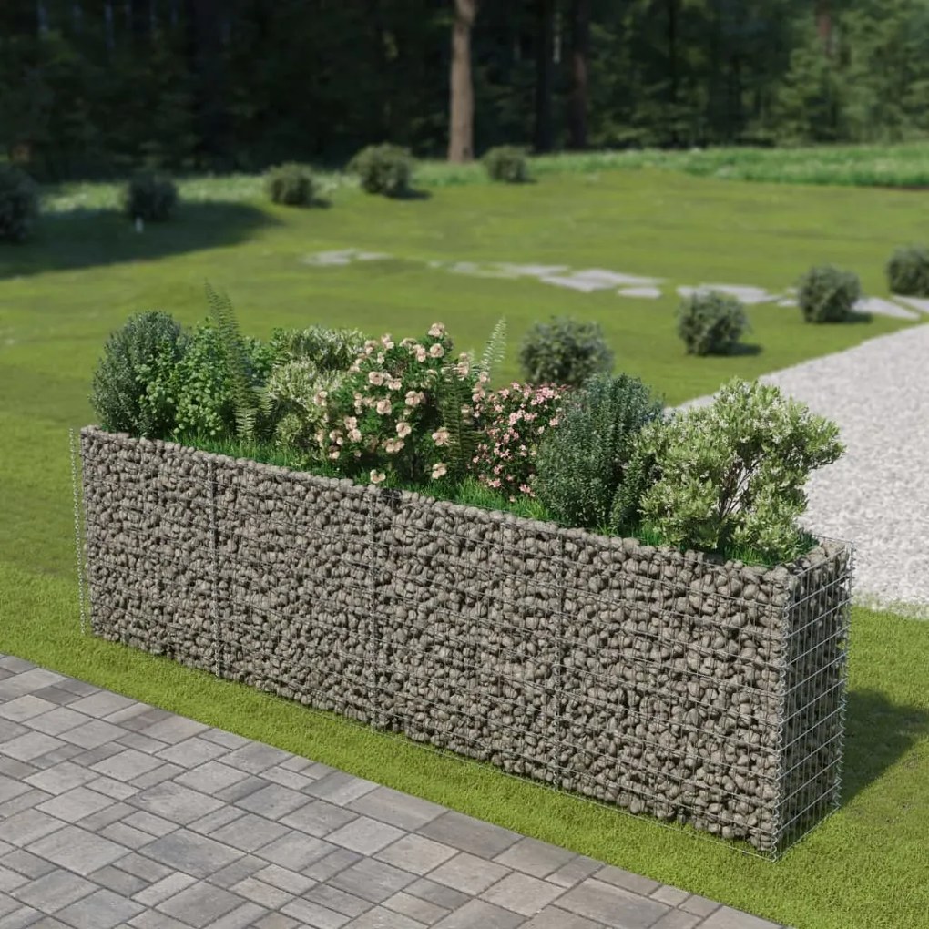 vidaXL Canteiro elevado/cesto gabião 360x50x100 cm aço galvanizado