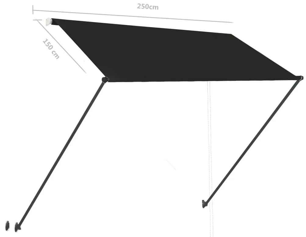 Toldo retrátil com LED 250x150 cm antracite